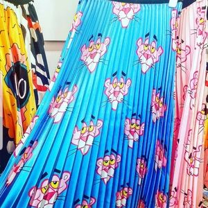 Pink Panther Midi Pleated Skirt